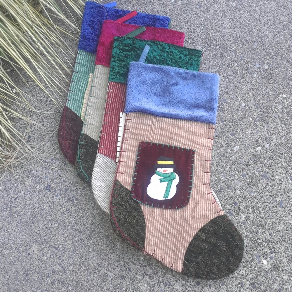 SALE 4 patchwork applique Christmas stockings